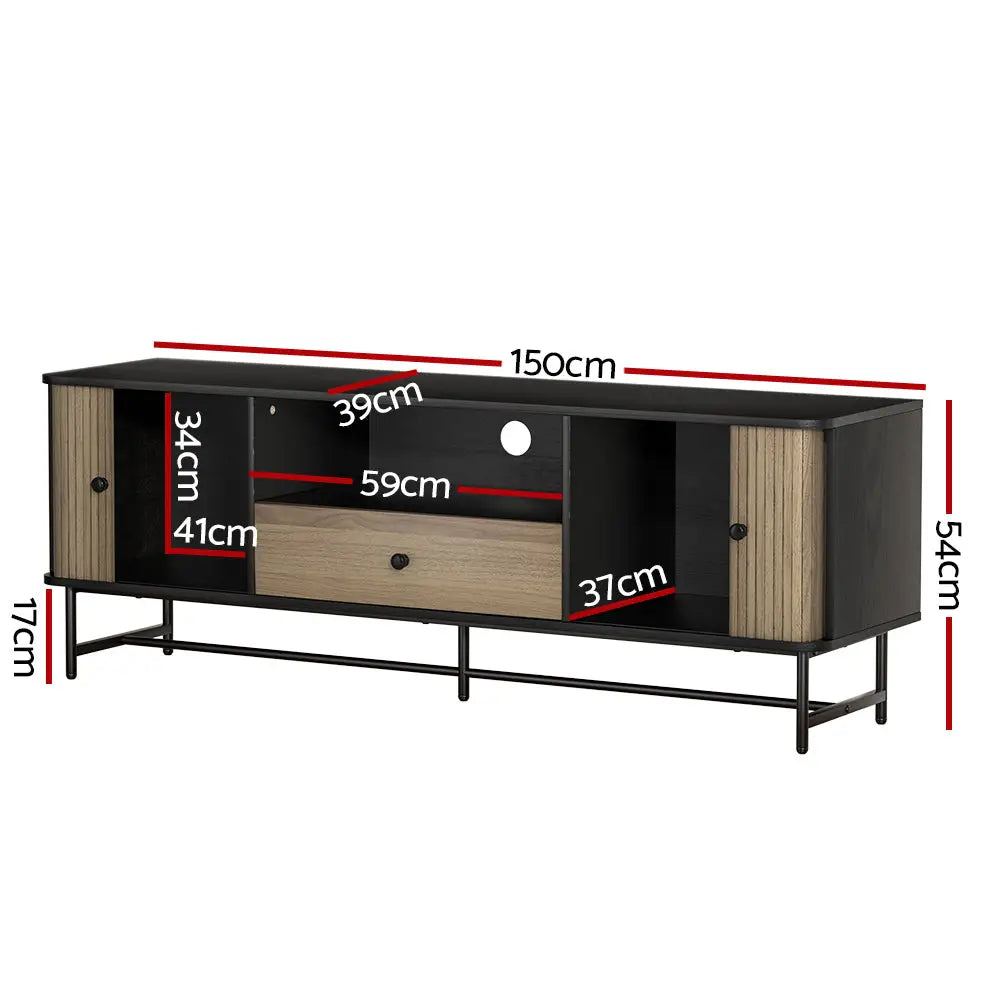 Artiss Entertainment Unit TV 150CM Black Boris - Furniture > Living Room