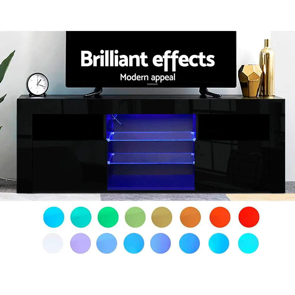 Artiss Entertainment Unit TV Cabinet LED 160cm Black Bobi - Furniture > Living Room > TV Units