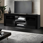 Artiss Entertainment Unit TV Cabinet LED 160cm Black Bobi - Furniture > Living Room > TV Units