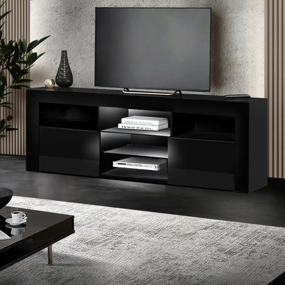 Artiss Entertainment Unit TV Cabinet LED 160cm Black Bobi - Furniture > Living Room > TV Units