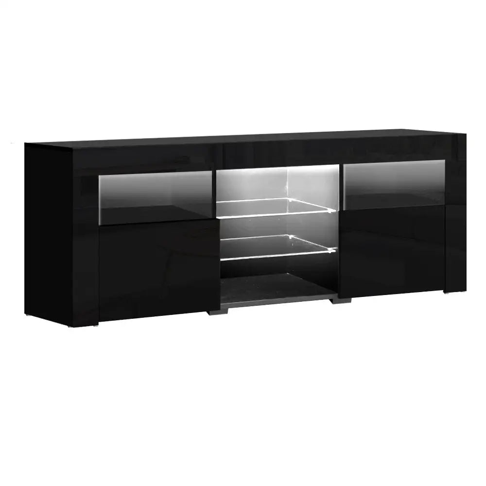 Artiss Entertainment Unit TV Cabinet LED 160cm Black Bobi - Furniture > Living Room > TV Units
