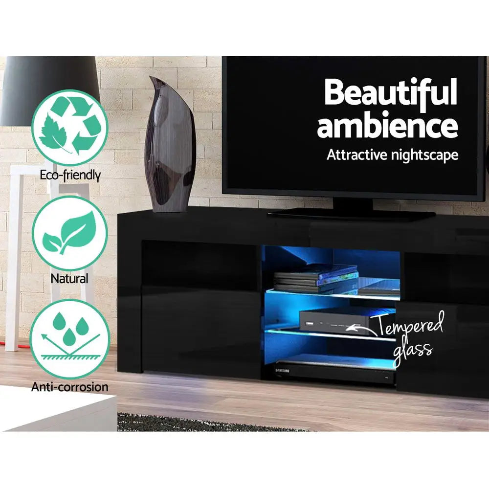 Artiss Entertainment Unit TV Cabinet LED 160cm Black Bobi - Furniture > Living Room > TV Units