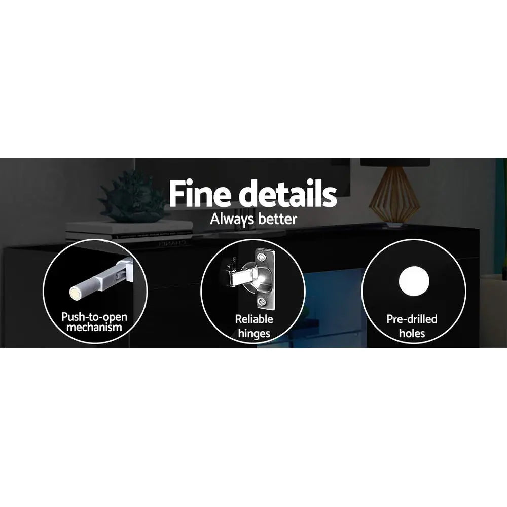 Artiss Entertainment Unit TV Cabinet LED 160cm Black Bobi - Furniture > Living Room > TV Units