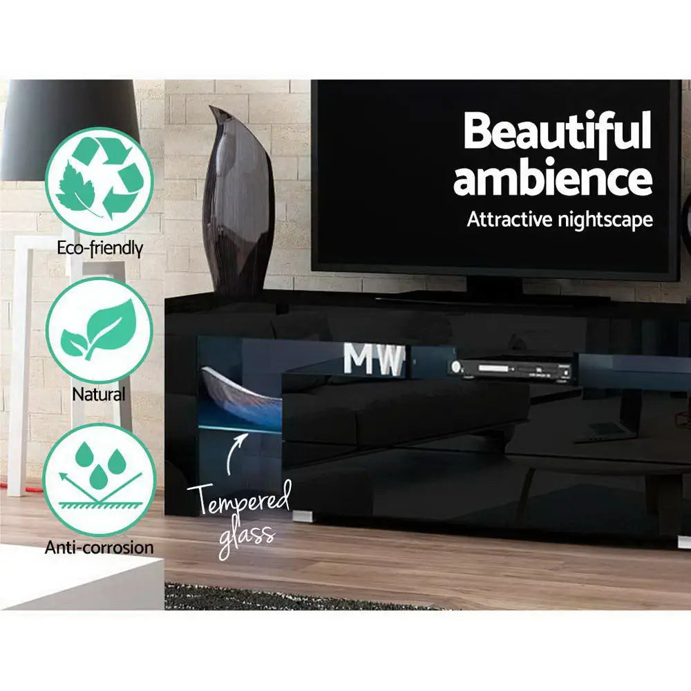 Artiss Entertainment Unit TV Cabinet LED 160cm Black Elo - Furniture > Living Room > TV Units