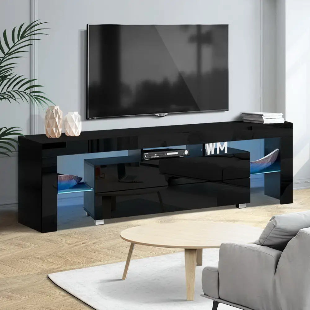 Artiss Entertainment Unit TV Cabinet LED 160cm Black Elo - Furniture > Living Room > TV Units