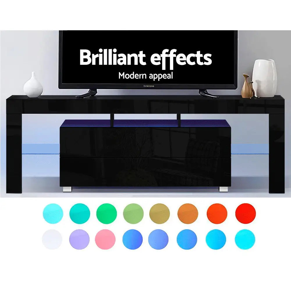 Artiss Entertainment Unit TV Cabinet LED 160cm Black Elo - Furniture > Living Room > TV Units