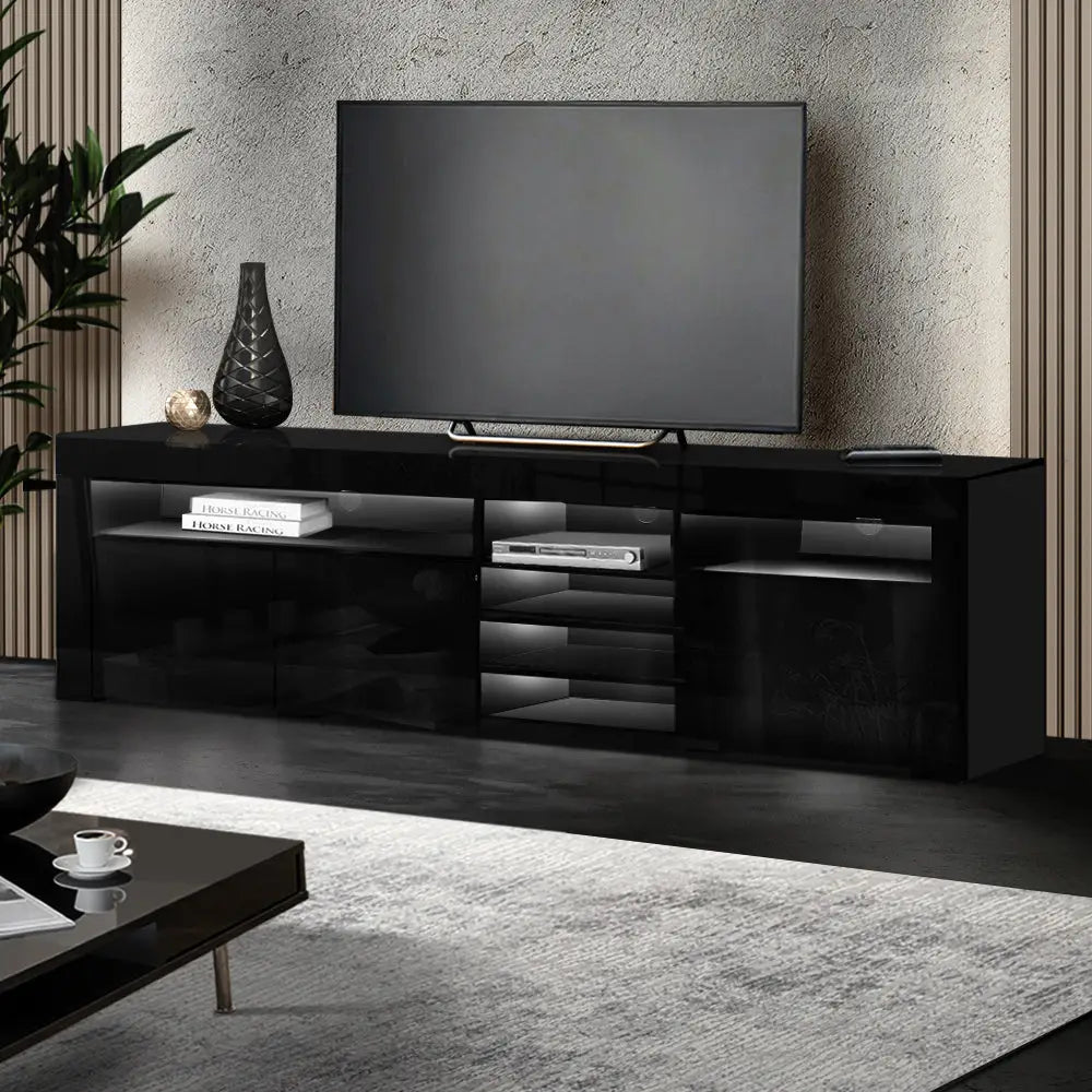 Artiss Entertainment Unit TV Cabinet LED 180cm Black Bobi - Furniture > Living Room > TV Units