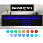 Artiss Entertainment Unit TV Cabinet LED 180cm Black Bobi - Furniture > Living Room > TV Units