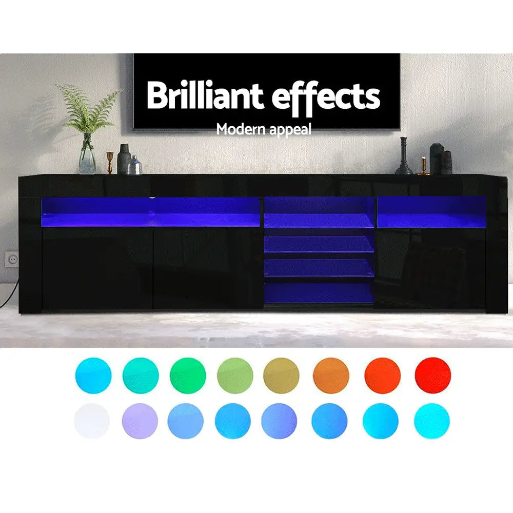 Artiss Entertainment Unit TV Cabinet LED 180cm Black Bobi - Furniture > Living Room > TV Units