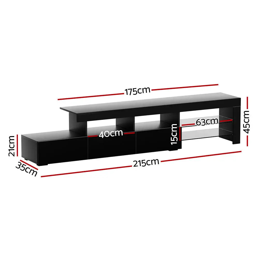 Artiss Entertainment Unit TV Cabinet LED 215cm Black Caya - Furniture > Living Room > TV Units