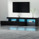 Artiss Entertainment Unit TV Cabinet LED 215cm Black Caya - Furniture > Living Room > TV Units