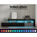 Artiss Entertainment Unit TV Cabinet LED 215cm Black Caya - Furniture > Living Room > TV Units