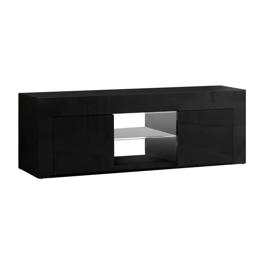 Artiss Entertainment Unit TV LED 130cm Black Angus - Furniture > Living Room