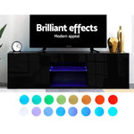 Artiss Entertainment Unit TV LED 130cm Black Angus - Furniture > Living Room