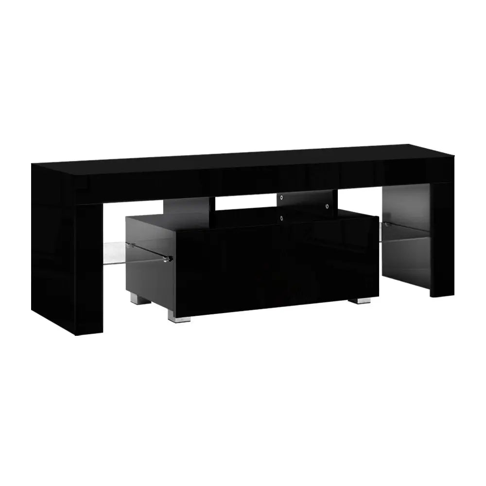 Artiss Entertainment Unit TV LED 130cm Black Elo - Furniture > Living Room
