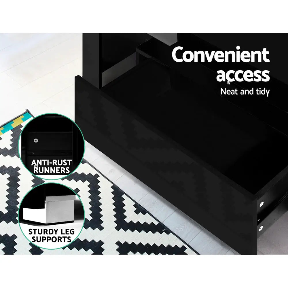 Artiss Entertainment Unit TV LED 130cm Black Elo - Furniture > Living Room