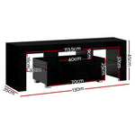 Artiss Entertainment Unit TV LED 130cm Black Elo - Furniture > Living Room