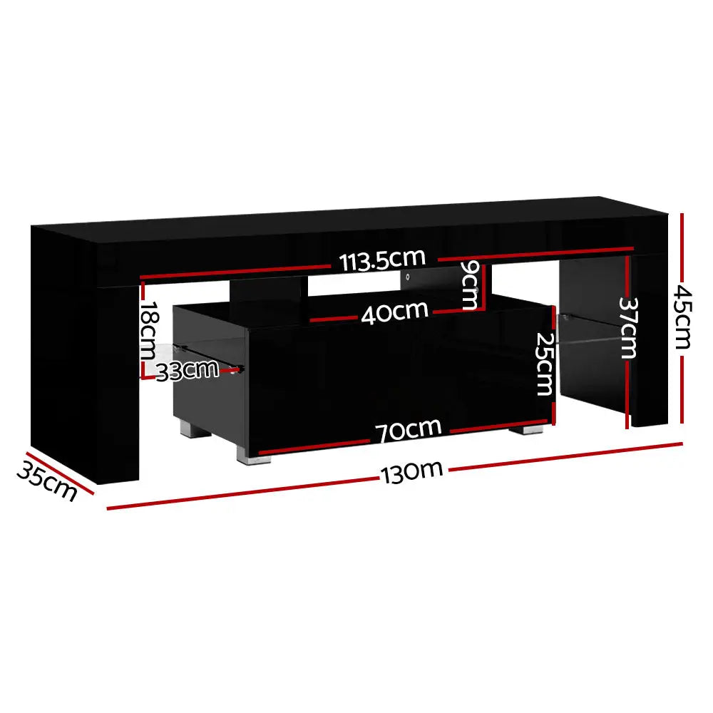 Artiss Entertainment Unit TV LED 130cm Black Elo - Furniture > Living Room