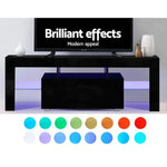Artiss Entertainment Unit TV LED 130cm Black Elo - Furniture > Living Room