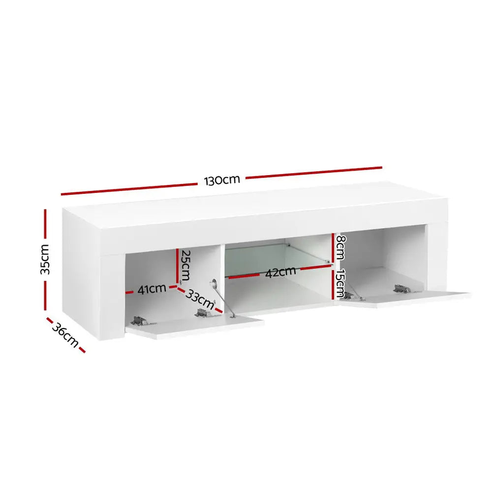Artiss Entertainment Unit TV LED 130cm White Angus - Furniture > Living Room