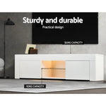 Artiss Entertainment Unit TV LED 130cm White Angus - Furniture > Living Room