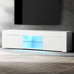 Artiss Entertainment Unit TV LED 130cm White Angus - Furniture > Living Room