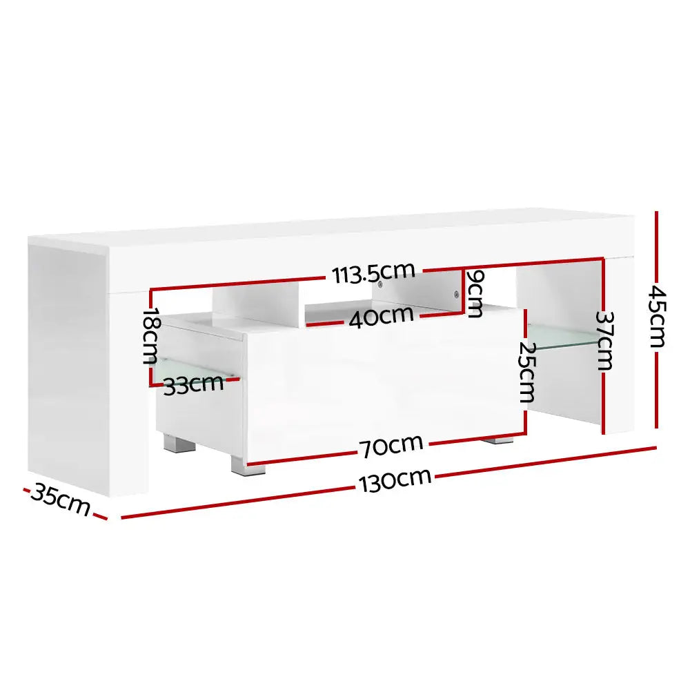 Artiss Entertainment Unit TV LED 130cm White Elo - Furniture > Living Room