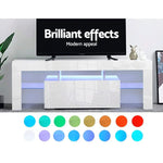 Artiss Entertainment Unit TV LED 130cm White Elo - Furniture > Living Room