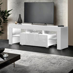 Artiss Entertainment Unit TV LED 130cm White Elo - Furniture > Living Room