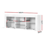 Artiss Entertainment Unit TV LED 145cm White Angus - Furniture > Living Room