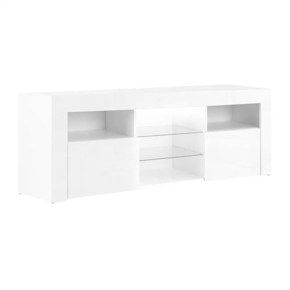 Artiss Entertainment Unit TV LED 145cm White Angus - Furniture > Living Room