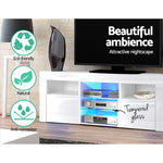 Artiss Entertainment Unit TV LED 145cm White Angus - Furniture > Living Room