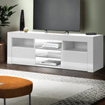 Artiss Entertainment Unit TV LED 145cm White Angus - Furniture > Living Room