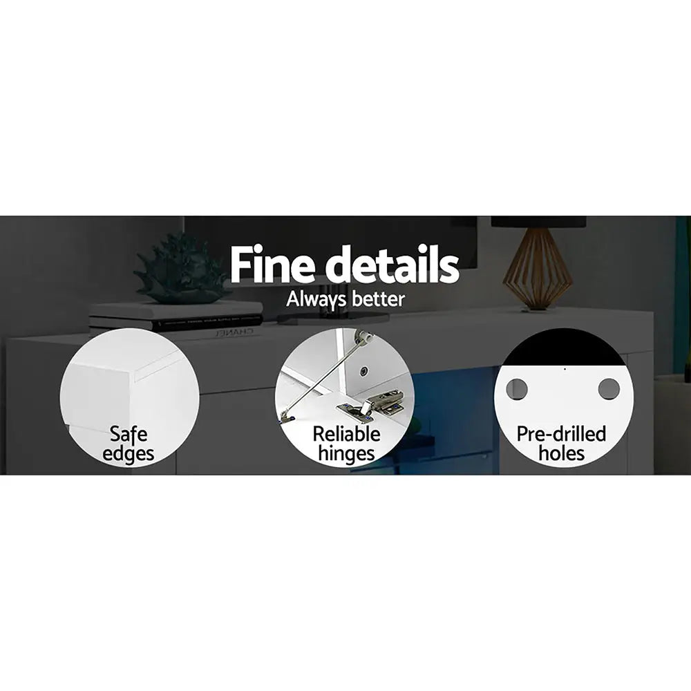 Artiss Entertainment Unit TV LED 145cm White Angus - Furniture > Living Room