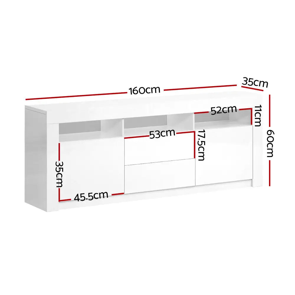 Artiss Entertainment Unit TV LED 160cm White Anna - Furniture > Living Room