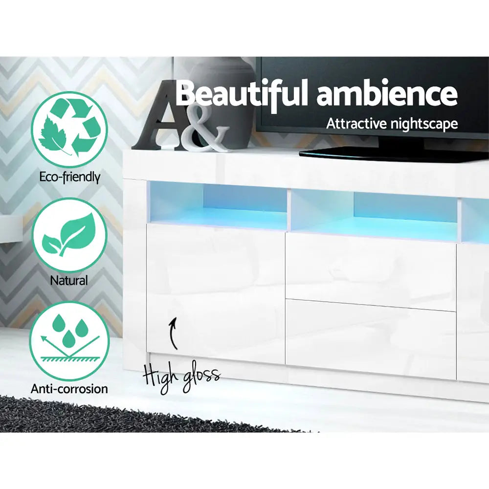 Artiss Entertainment Unit TV LED 160cm White Anna - Furniture > Living Room