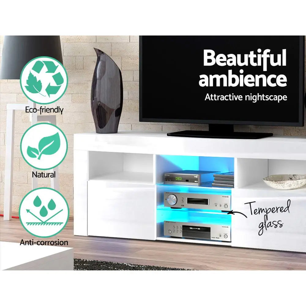 Artiss Entertainment Unit TV LED 160cm White Bobi - Furniture > Living Room
