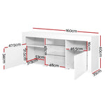 Artiss Entertainment Unit TV LED 160cm White Bobi - Furniture > Living Room