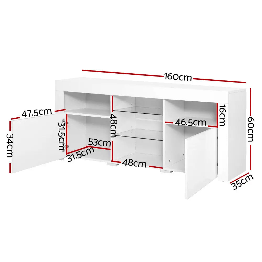 Artiss Entertainment Unit TV LED 160cm White Bobi - Furniture > Living Room