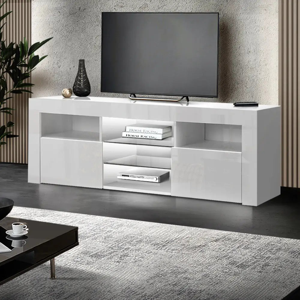 Artiss Entertainment Unit TV LED 160cm White Bobi - Furniture > Living Room