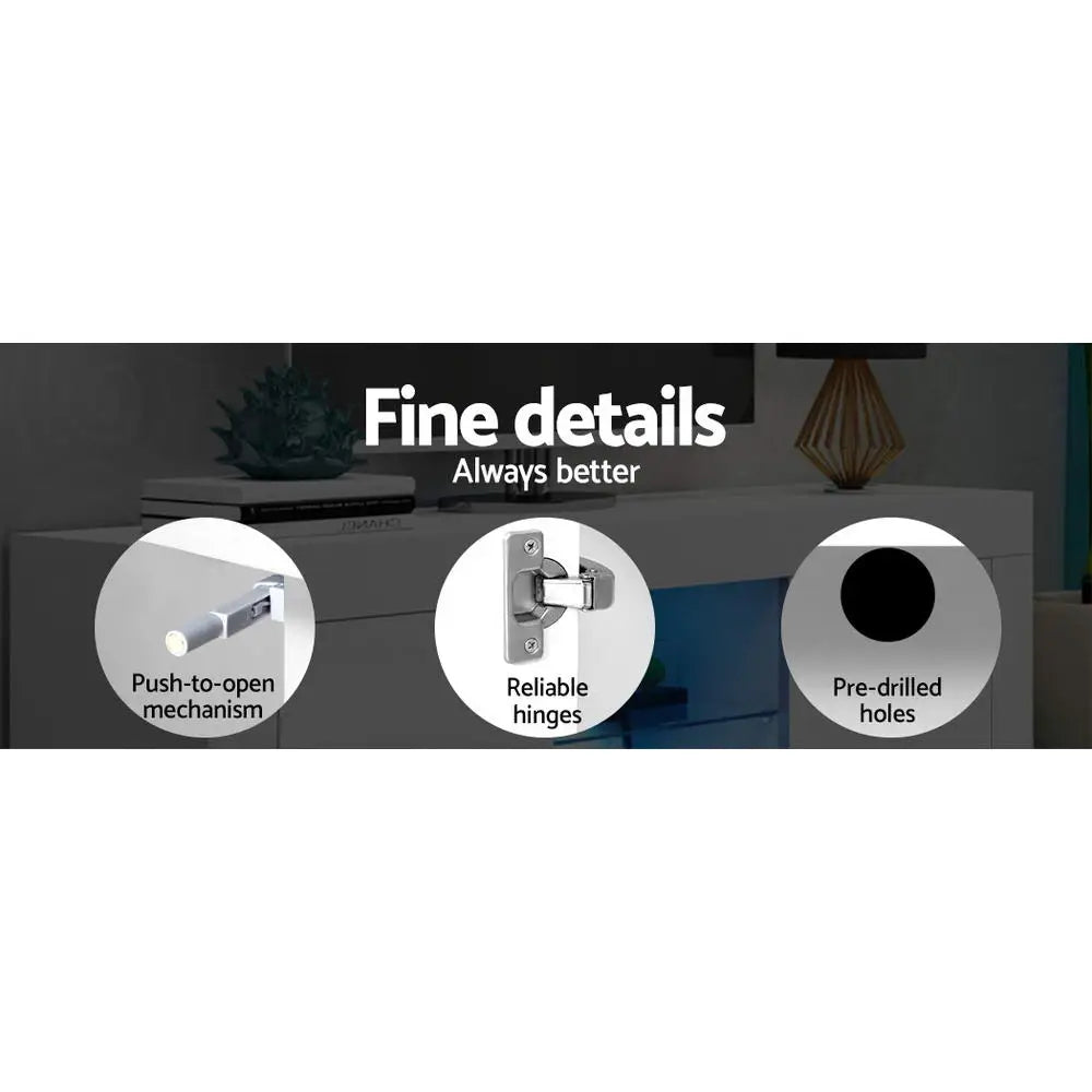 Artiss Entertainment Unit TV LED 180cm White Bobi - Furniture > Living Room