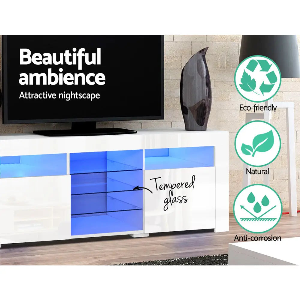 Artiss Entertainment Unit TV LED 180cm White Bobi - Furniture > Living Room