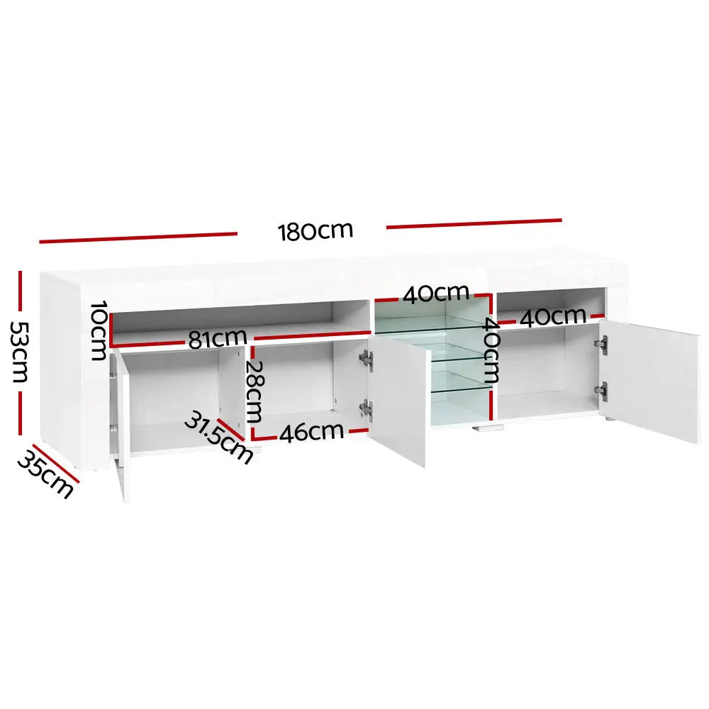 Artiss Entertainment Unit TV LED 180cm White Bobi - Furniture > Living Room
