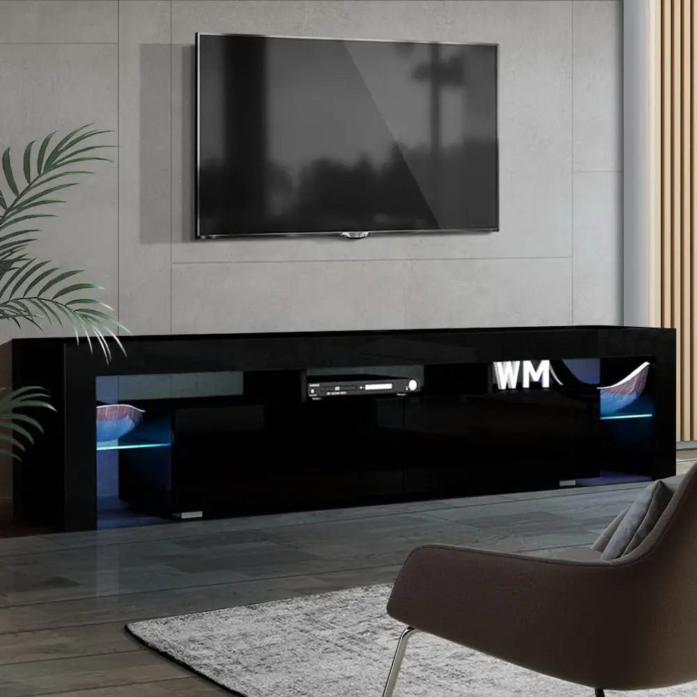 Artiss Entertainment Unit TV LED 189cm Black Elo - Furniture > Living Room