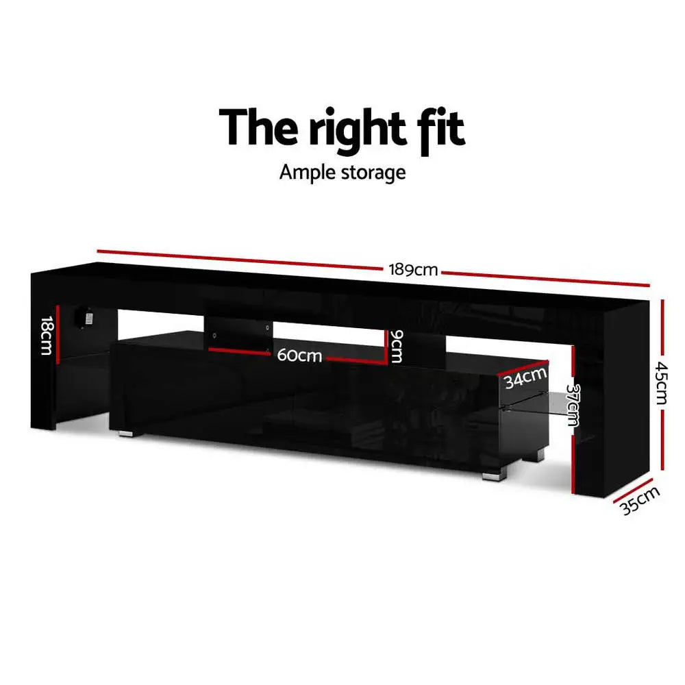 Artiss Entertainment Unit TV LED 189cm Black Elo - Furniture > Living Room