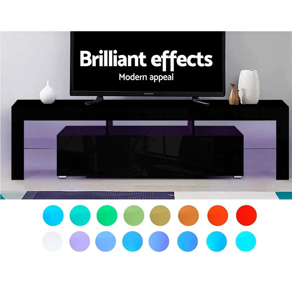 Artiss Entertainment Unit TV LED 189cm Black Elo - Furniture > Living Room