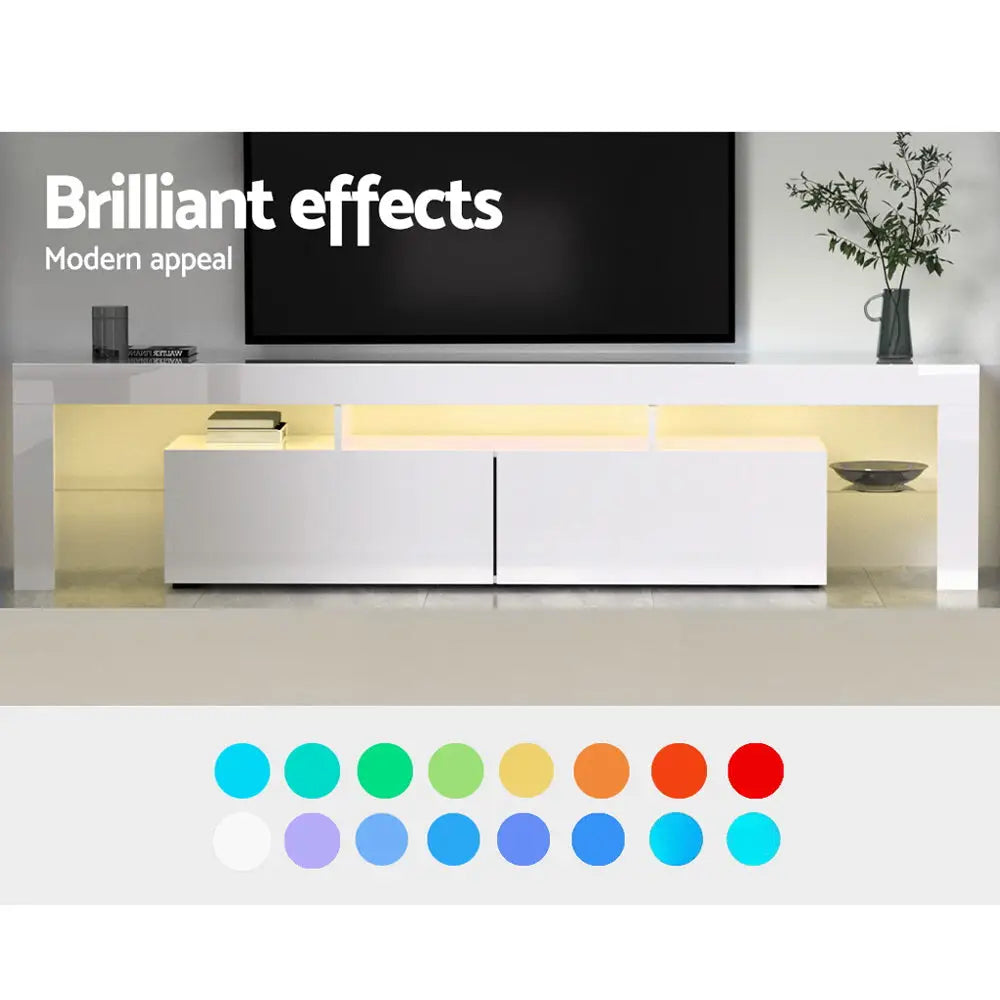Artiss Entertainment Unit TV LED 189cm White Elo - Furniture > Living Room