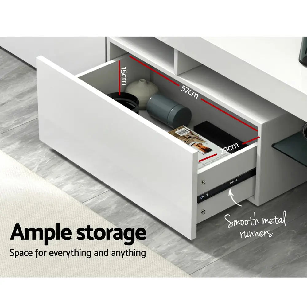 Artiss Entertainment Unit TV LED 189cm White Elo - Furniture > Living Room