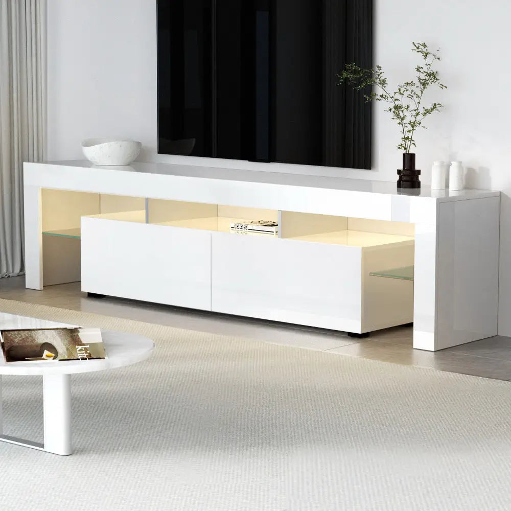 Artiss Entertainment Unit TV LED 189cm White Elo - Furniture > Living Room