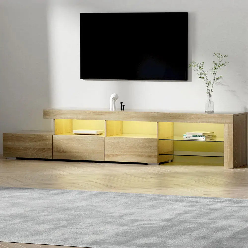 Artiss Entertainment Unit TV LED 215cm Pine Caya - Furniture > Living Room